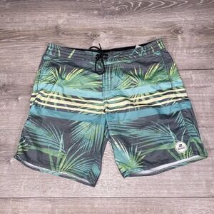 Billabong Board Shorts Mens‎ Large Swim Trunks Palm Stripe Surf Beach Drawstring